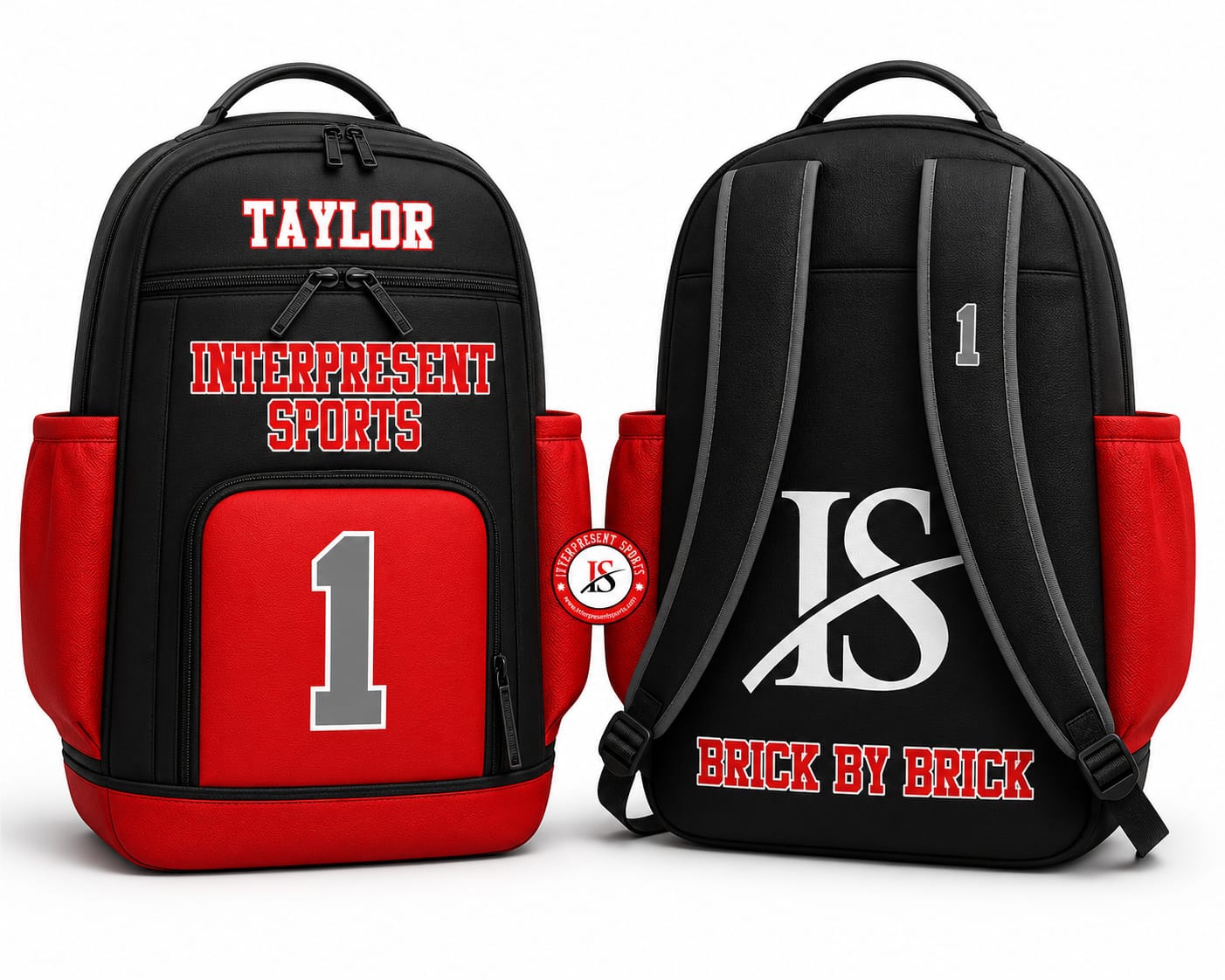 Customized Red & Black Sports Bag