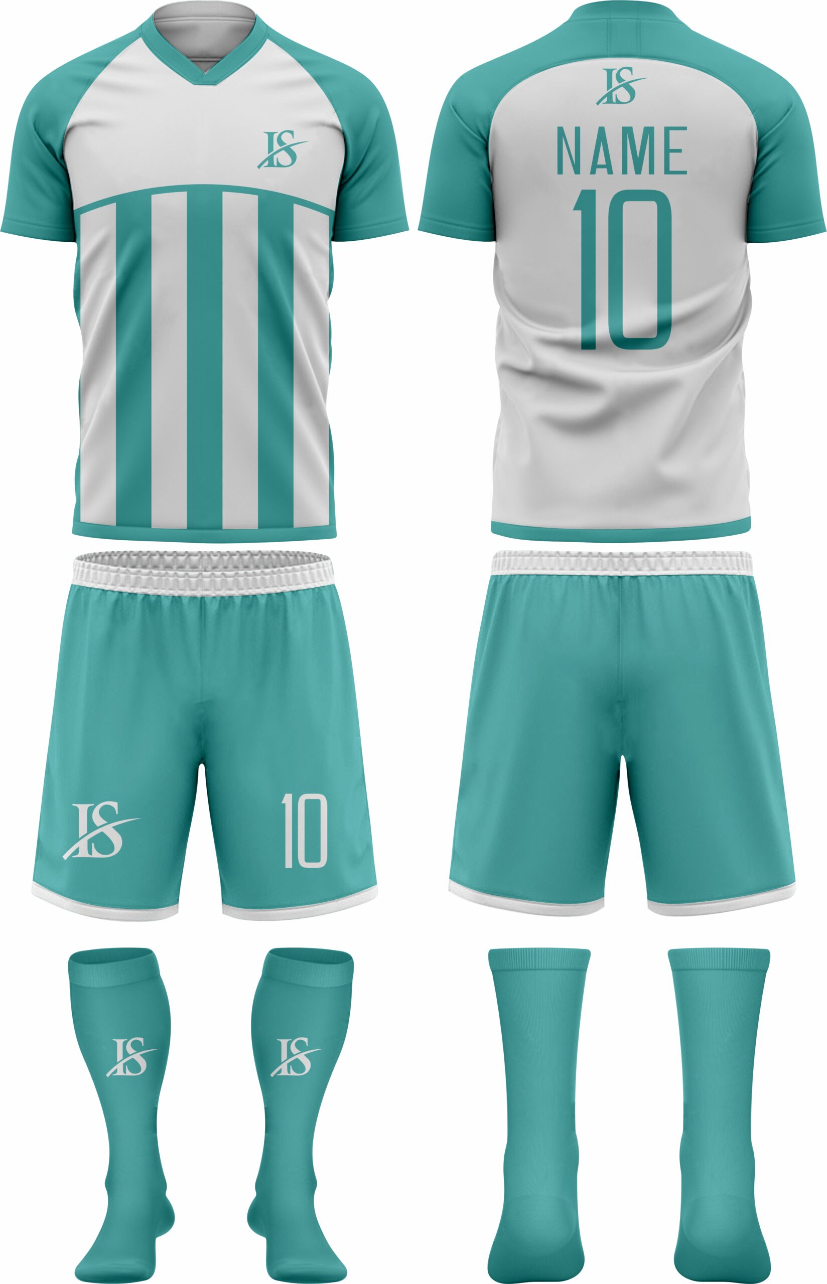 White & C-Greeen Soccer Uniform