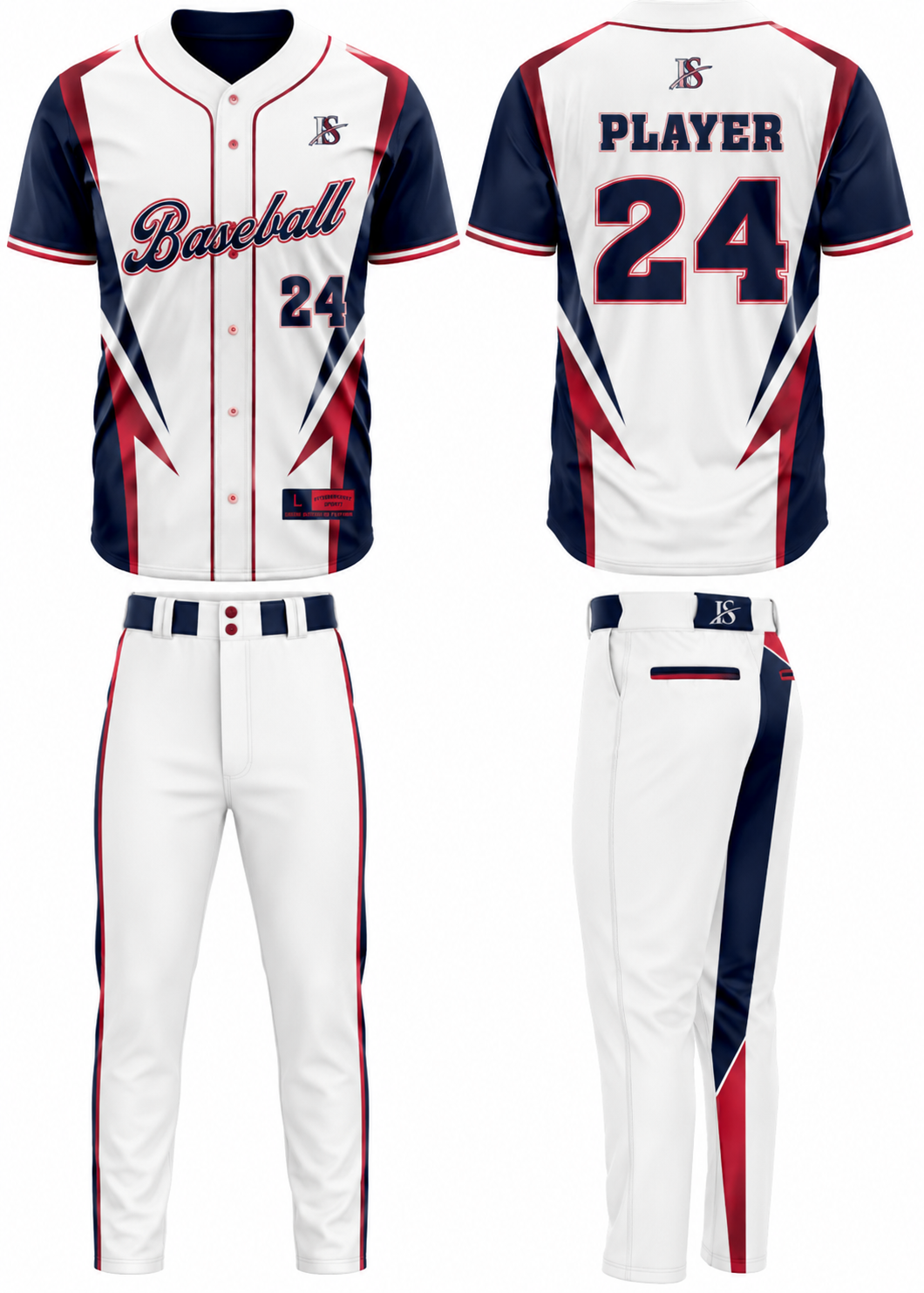 White & Blue BaseBall Uniform