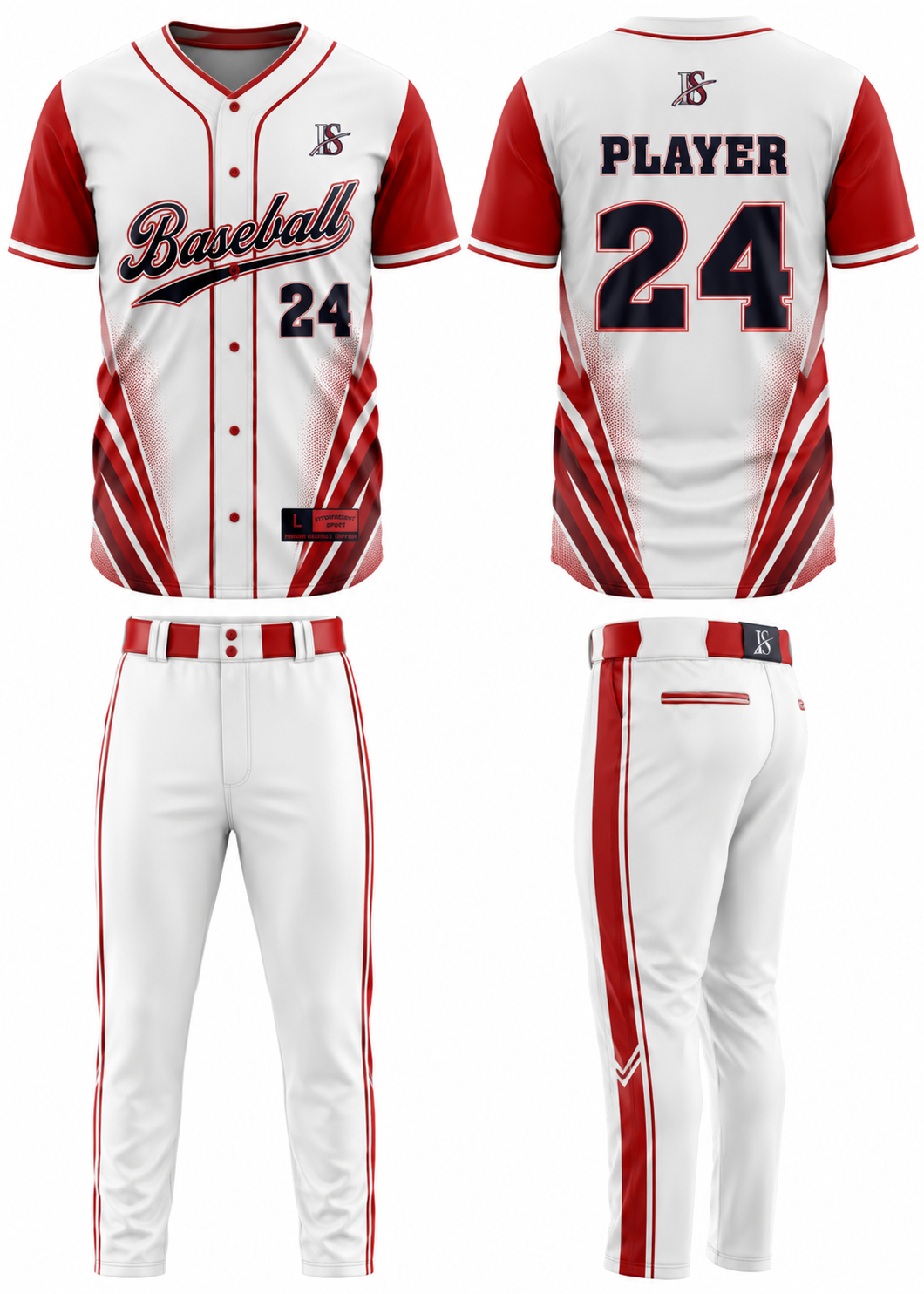 White & Red BaseBall Uniform