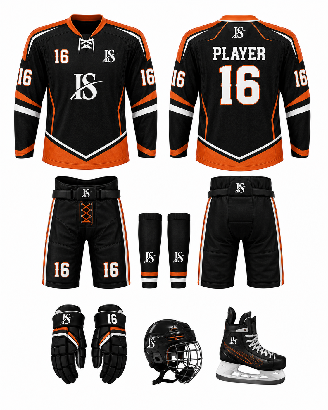 Black & Orange Ice-Hockey Uniform