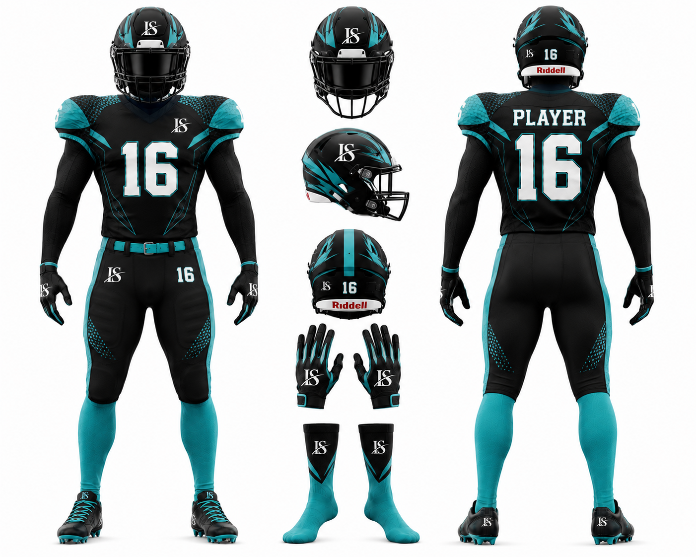 Greenish Black American-Football Uniform
